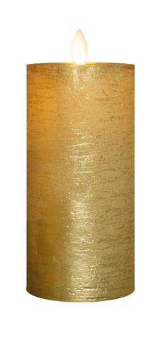 Anna's Collection LED-stompkaars oplaadbaar rustiek met bewegende vlam goud - H 15 x Ø 7,5 cm