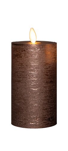 Anna's Collection LED-stompkaars oplaadbaar rustiek met bewegende vlam brons - H 12,5 x Ø 7,5 cm
