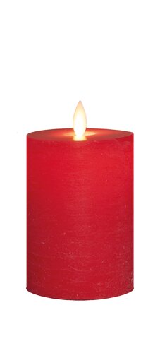Anna's Collection LED-stompkaars oplaadbaar rustiek met bewegende vlam rood - H 10 x Ø 7,5 cm