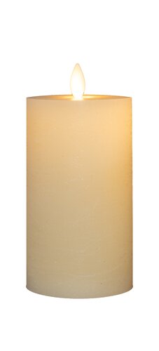 Anna's Collection LED-stompkaars oplaadbaar rustiek met bewegende vlam ivoor - H 12,5 x Ø 7,5 cm