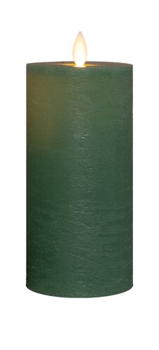 Anna's Collection LED-stompkaars oplaadbaar rustiek met bewegende vlam jade - H 15 x Ø 7,5 cm