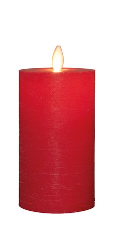 Anna's Collection LED-stompkaars oplaadbaar rustiek met bewegende vlam rood - H 12,5 x Ø 7,5 cm