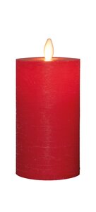 Anna's Collection LED-stompkaars oplaadbaar rustiek met bewegende vlam rood - H 12,5 x Ø 7,5 cm - afbeelding 1