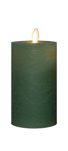 Anna's Collection LED-stompkaars oplaadbaar rustiek met bewegende vlam jade - H 12,5 x Ø 7,5 cm