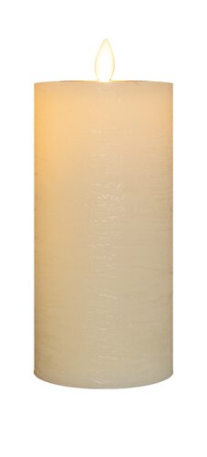 Anna's Collection LED-stompkaars oplaadbaar rustiek met bewegende vlam ivoor - H 15 x Ø 7,5 cm