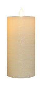 Anna's Collection LED-stompkaars oplaadbaar rustiek met bewegende vlam ivoor - H 15 x Ø 7,5 cm - afbeelding 1