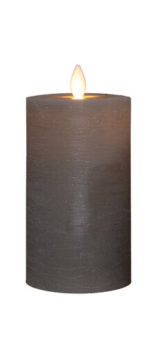 Anna's Collection LED-stompkaars oplaadbaar rustiek met bewegende vlam taupe - H 12,5 x Ø 7,5 cm