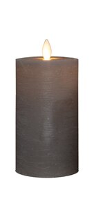 Anna's Collection LED-stompkaars oplaadbaar rustiek met bewegende vlam taupe - H 12,5 x Ø 7,5 cm - afbeelding 1
