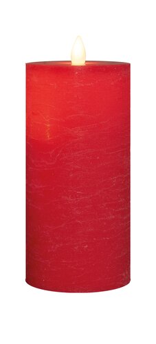 Anna's Collection LED-stompkaars oplaadbaar rustiek met bewegende vlam rood - H 15 x Ø 7,5 cm