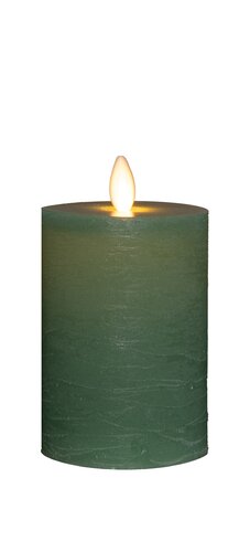 Anna's Collection LED-stompkaars oplaadbaar rustiek met bewegende vlam jade - H 10 x Ø 7,5 cm