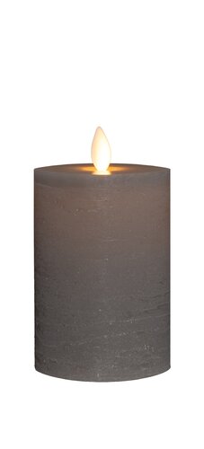 Anna's Collection LED-stompkaars oplaadbaar rustiek met bewegende vlam taupe - H 10 x Ø 7,5 cm