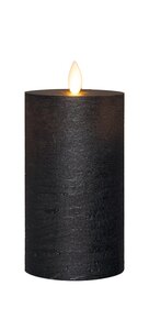 Anna's Collection LED-stompkaars oplaadbaar rustiek met bewegende vlam zwart - H 12,5 x Ø 7,5 cm - afbeelding 1