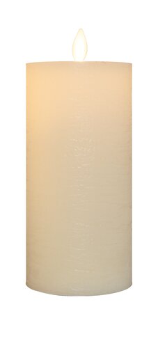 Anna's Collection LED-stompkaars oplaadbaar rustiek met bewegende vlam wit - H 15 x Ø 7,5 cm