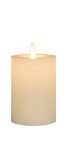 Anna's Collection LED-stompkaars oplaadbaar rustiek met bewegende vlam wit - H 10 x Ø 7,5 cm