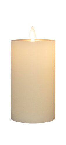 Anna's Collection LED-stompkaars oplaadbaar rustiek met bewegende vlam wit - H 12,5 x Ø 7,5 cm