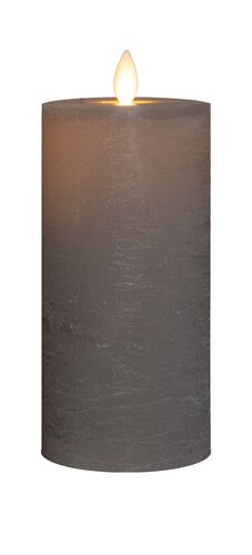 Anna's Collection LED-stompkaars oplaadbaar rustiek met bewegende vlam taupe - H 15 x Ø 7,5 cm