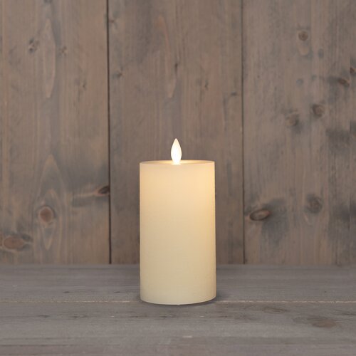 Anna's Collection LED-stompkaars oplaadbaar rustiek met bewegende vlam wit - H 12,5 x Ø 7,5 cm - afbeelding 3