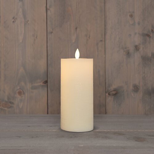 Anna's Collection LED-stompkaars oplaadbaar rustiek met bewegende vlam wit - H 15 x Ø 7,5 cm - afbeelding 3