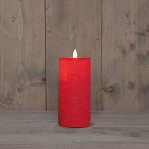 Anna's Collection LED-stompkaars oplaadbaar rustiek met bewegende vlam rood - H 15 x Ø 7,5 cm - afbeelding 3
