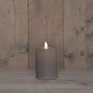 Anna's Collection LED-stompkaars oplaadbaar rustiek met bewegende vlam taupe - H 10 x Ø 7,5 cm - afbeelding 3