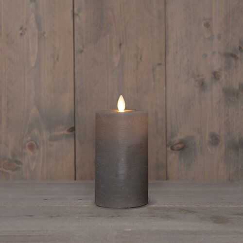 Anna's Collection LED-stompkaars oplaadbaar rustiek met bewegende vlam taupe - H 12,5 x Ø 7,5 cm - afbeelding 3