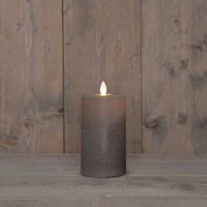 Anna's Collection LED-stompkaars oplaadbaar rustiek met bewegende vlam taupe - H 12,5 x Ø 7,5 cm - afbeelding 3