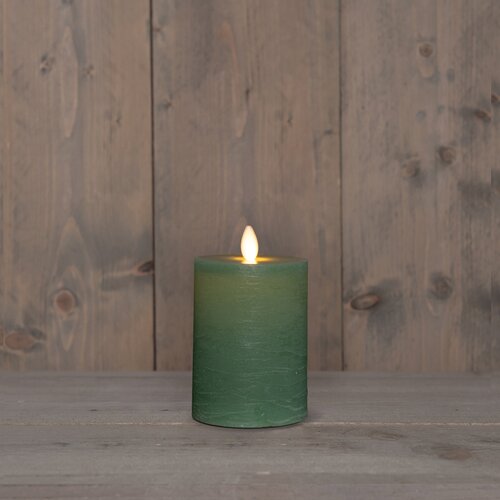 Anna's Collection LED-stompkaars oplaadbaar rustiek met bewegende vlam jade - H 10 x Ø 7,5 cm - afbeelding 3