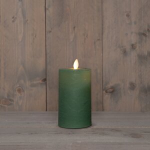 Anna's Collection LED-stompkaars oplaadbaar rustiek met bewegende vlam jade - H 12,5 x Ø 7,5 cm - afbeelding 3