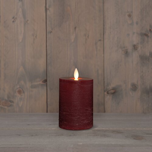 Anna's Collection LED-stompkaars oplaadbaar rustiek met bewegende vlam bordeaux - H 10 x Ø 7,5 cm - afbeelding 3