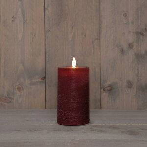 Anna's Collection LED-stompkaars oplaadbaar rustiek met bewegende vlam bordeaux - H 12,5 x Ø 7,5 cm - afbeelding 3