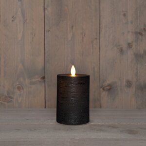Anna's Collection LED-stompkaars oplaadbaar rustiek met bewegende vlam zwart - H 10 x Ø 7,5 cm - afbeelding 3