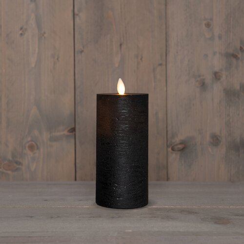 Anna's Collection LED-stompkaars oplaadbaar rustiek met bewegende vlam zwart - H 15 x Ø 7,5 cm - afbeelding 3
