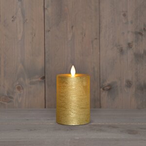 Anna's Collection LED-stompkaars oplaadbaar rustiek met bewegende vlam goud - H 10 x Ø 7,5 cm - afbeelding 3
