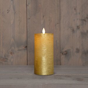 Anna's Collection LED-stompkaars oplaadbaar rustiek met bewegende vlam goud - H 15 x Ø 7,5 cm - afbeelding 3