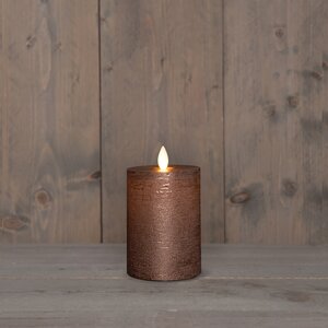 Anna's Collection LED-stompkaars oplaadbaar rustiek met bewegende vlam brons - H 10 x Ø 7,5 cm - afbeelding 3