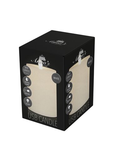 Anna's Collection LED-stompkaars oplaadbaar rustiek met bewegende vlam wit - H 10 x Ø 7,5 cm - afbeelding 2