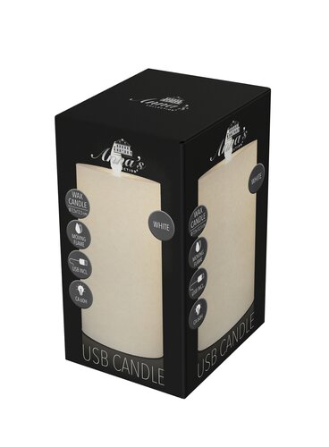 Anna's Collection LED-stompkaars oplaadbaar rustiek met bewegende vlam wit - H 12,5 x Ø 7,5 cm - afbeelding 2