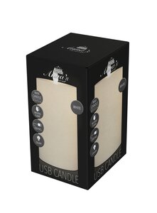 Anna's Collection LED-stompkaars oplaadbaar rustiek met bewegende vlam wit - H 12,5 x Ø 7,5 cm - afbeelding 2