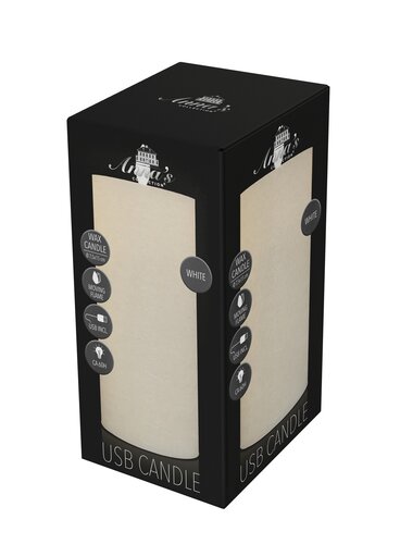 Anna's Collection LED-stompkaars oplaadbaar rustiek met bewegende vlam wit - H 15 x Ø 7,5 cm - afbeelding 2