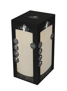 Anna's Collection LED-stompkaars oplaadbaar rustiek met bewegende vlam wit - H 15 x Ø 7,5 cm - afbeelding 2