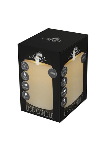 Anna's Collection LED-stompkaars oplaadbaar rustiek met bewegende vlam ivoor - H 10 x Ø 7,5 cm - afbeelding 2