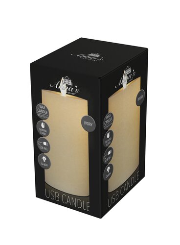 Anna's Collection LED-stompkaars oplaadbaar rustiek met bewegende vlam ivoor - H 12,5 x Ø 7,5 cm - afbeelding 2