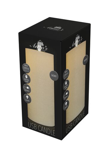 Anna's Collection LED-stompkaars oplaadbaar rustiek met bewegende vlam ivoor - H 15 x Ø 7,5 cm - afbeelding 2