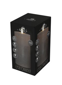 Anna's Collection LED-stompkaars oplaadbaar rustiek met bewegende vlam taupe - H 12,5 x Ø 7,5 cm - afbeelding 2