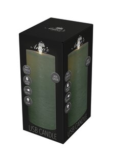 Anna's Collection LED-stompkaars oplaadbaar rustiek met bewegende vlam jade - H 15 x Ø 7,5 cm - afbeelding 2