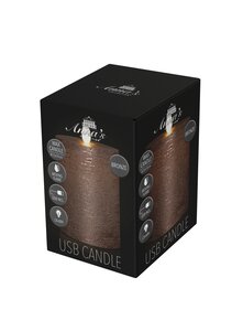 Anna's Collection LED-stompkaars oplaadbaar rustiek met bewegende vlam brons - H 10 x Ø 7,5 cm - afbeelding 2