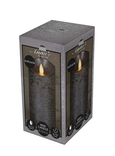 Anna's Collection LED-stompkaars rustiek - D7,5xH15cm Antraciet - afbeelding 2