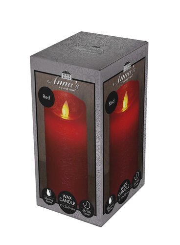 Anna's Collection LED-stompkaars rustiek - D7,5xH15cm Rood - afbeelding 2