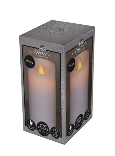 Anna's Collection LED-stompkaars rustiek - D7,5xH15cm Wit - afbeelding 2