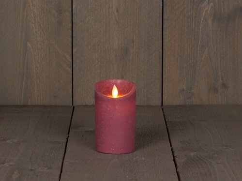 Anna's Collection LED-stompkaars rustiek met bewegende vlam antiek roze - H 12,5 x D 7,5 cm - afbeelding 3